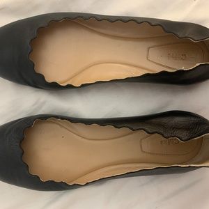 Black Chloe Scalloped Ballet Flats
